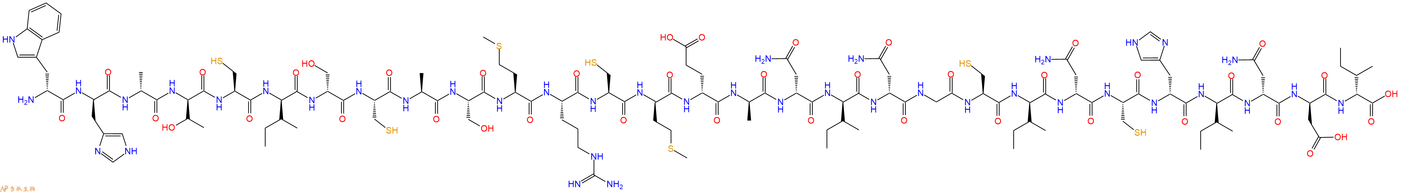 专肽生物产品H2N-DTrp-DHis-DAla-DThr-Cys-DIle-DSer-Cys-Ala-Ser-Met-Arg-Cys-DMet-DGlu-DAla-DAsn-DIle-DAsn-Gly-Cys-DIle-DAsn-Cys-DHis-DIle-DAsn-DAsp-DIle-OH