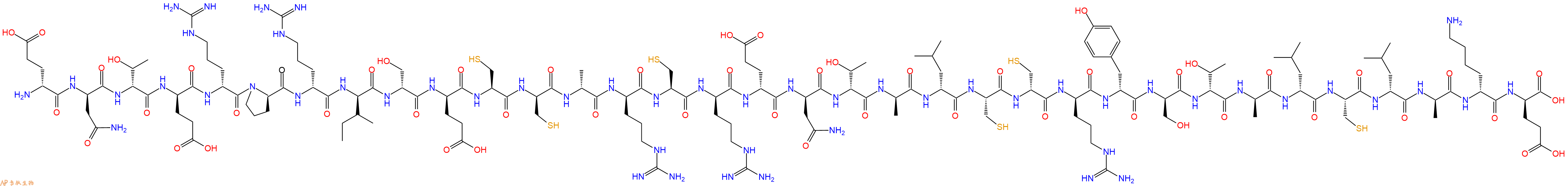 专肽生物产品H2N-DGlu-DAsn-DThr-DGlu-DArg-DPro-DArg-DIle-DSer-DGlu-Cys-DCys-DAla-DArg-Cys-DArg-DGlu-DAsn-DThr-DAla-DLeu-Cys-DCys-DArg-DTyr-DSer-DThr-DAla-DLeu-Cys-DLeu-DAla-DLys-DGlu-OH