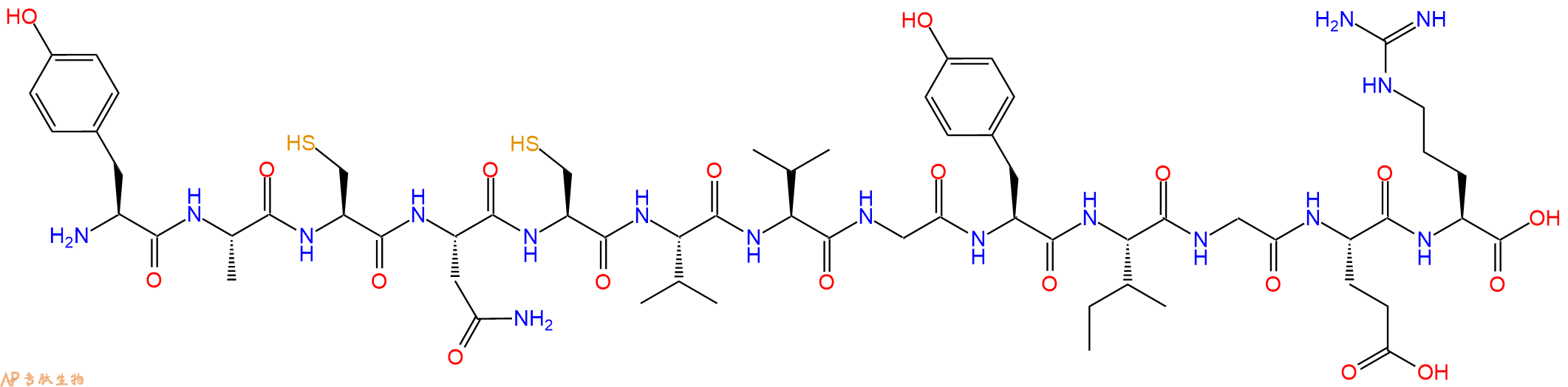 专肽生物产品H2N-Tyr-Ala-Cys-Asn-Cys-Val-Val-Gly-Tyr-Ile-Gly-Glu-Arg-OH