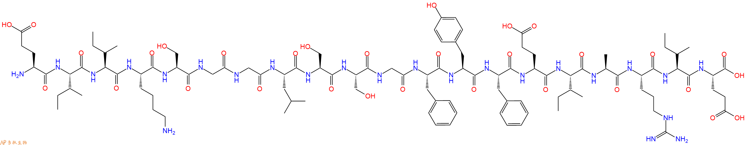 专肽生物产品H2N-Glu-Ile-Ile-Lys-Ser-Gly-Gly-Leu-Ser-Ser-Gly-Phe-Tyr-Phe-Glu-Ile-Ala-Arg-Ile-Glu-OH