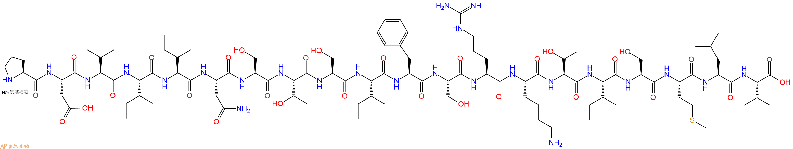 专肽生物产品H2N-Pro-Asp-Val-Ile-Ile-Asn-Ser-Thr-Ser-Ile-Phe-Ser-Arg-Lys-Thr-Ile-Ser-Met-Leu-Ile-OH