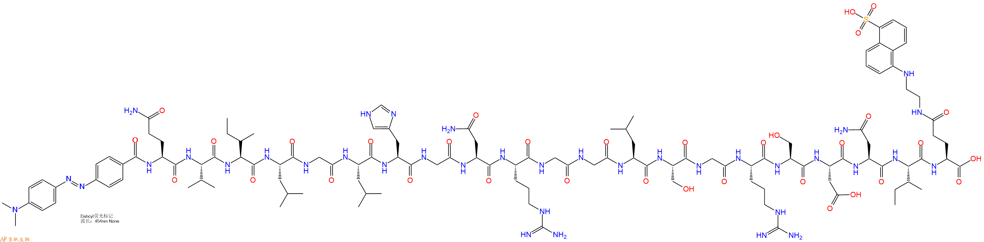 专肽生物产品DABCYL-Gln-Val-Ile-Leu-Gly-Leu-His-Gly-Asn-Arg-Gly-Gly-Leu-Ser-Gly-Arg-Ser-Asp-Asn-Ile-Glu(Edans)-OH