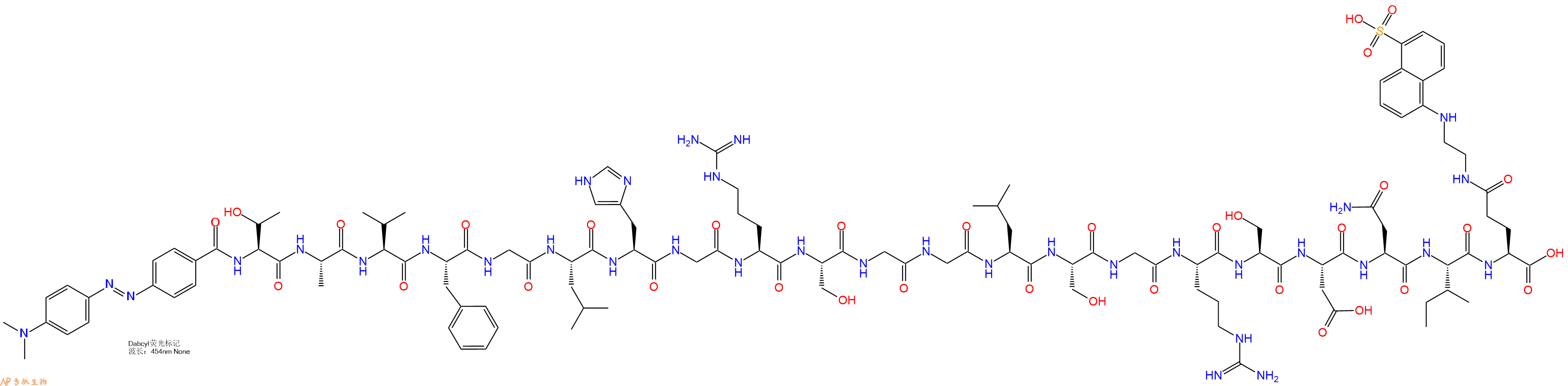 专肽生物产品DABCYL-Thr-Ala-Val-Phe-Gly-Leu-His-Gly-Arg-Ser-Gly-Gly-Leu-Ser-Gly-Arg-Ser-Asp-Asn-Ile-Glu(Edans)-OH
