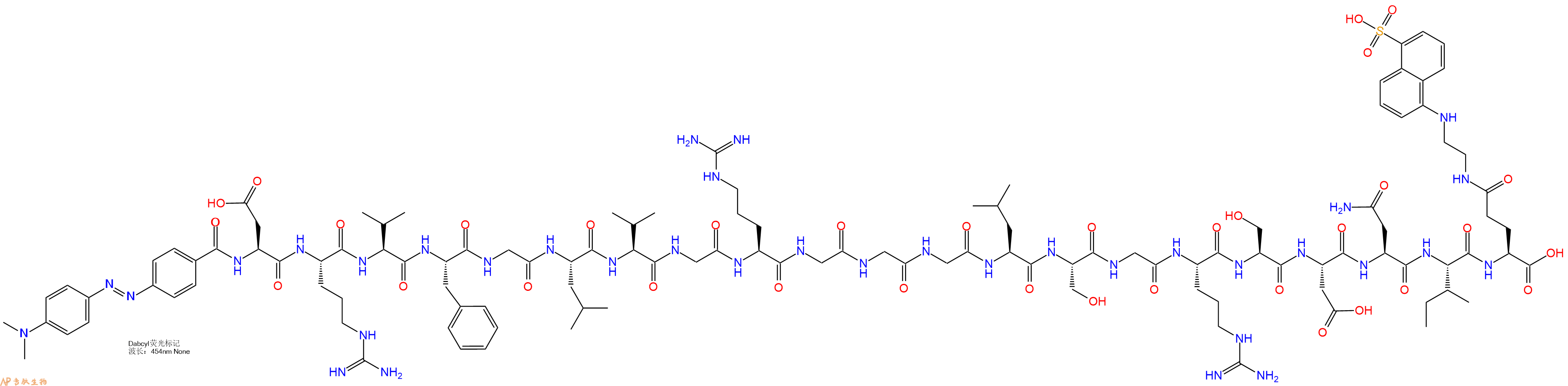 专肽生物产品DABCYL-Asp-Arg-Val-Phe-Gly-Leu-Val-Gly-Arg-Gly-Gly-Gly-Leu-Ser-Gly-Arg-Ser-Asp-Asn-Ile-Glu(Edans)-OH