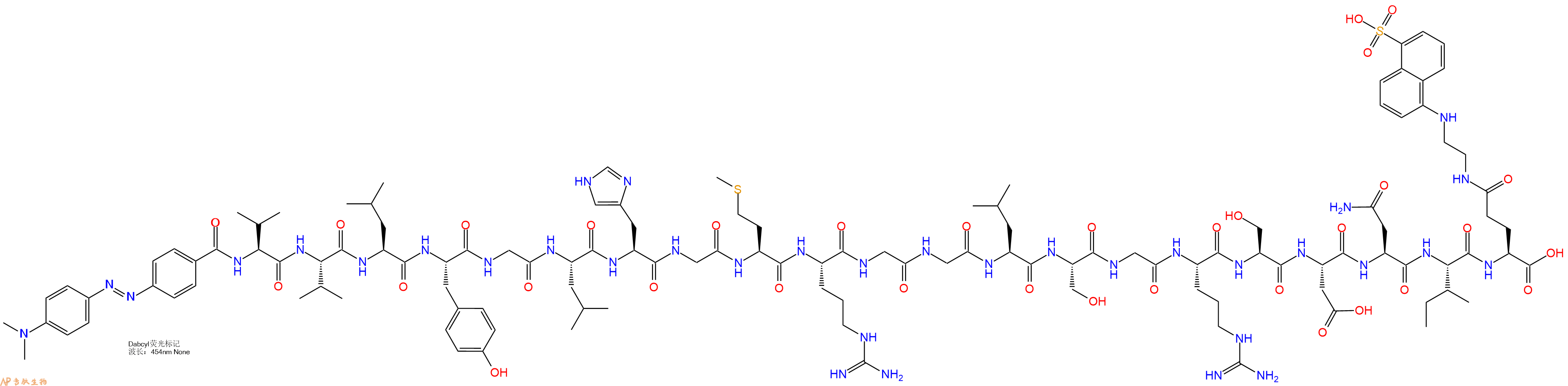 专肽生物产品DABCYL-Val-Val-Leu-Tyr-Gly-Leu-His-Gly-Met-Arg-Gly-Gly-Leu-Ser-Gly-Arg-Ser-Asp-Asn-Ile-Glu(Edans)-OH