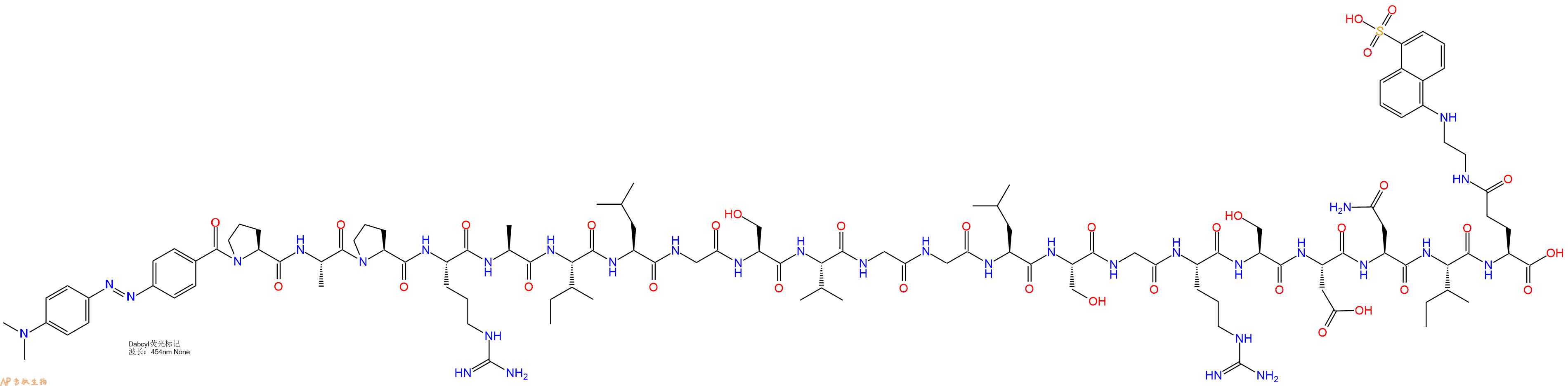 专肽生物产品DABCYL-Pro-Ala-Pro-Arg-Ala-Ile-Leu-Gly-Ser-Val-Gly-Gly-Leu-Ser-Gly-Arg-Ser-Asp-Asn-Ile-Glu(Edans)-OH