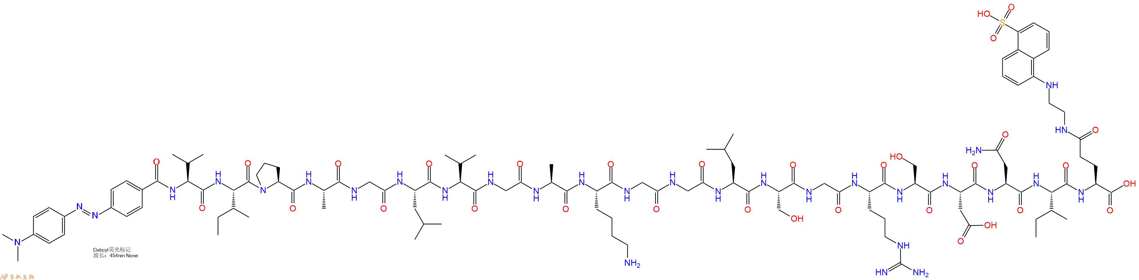 专肽生物产品DABCYL-Val-Ile-Pro-Ala-Gly-Leu-Val-Gly-Ala-Lys-Gly-Gly-Leu-Ser-Gly-Arg-Ser-Asp-Asn-Ile-Glu(Edans)-OH