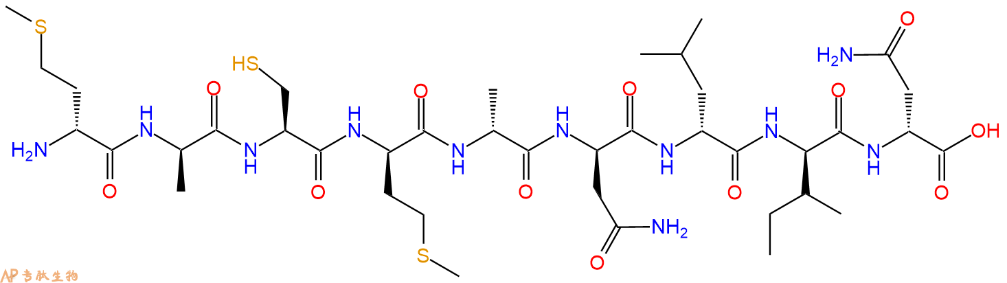 专肽生物产品H2N-DMet-DAla-Cys-DMet-DAla-DAsn-DLeu-DIle-DAsn-OH