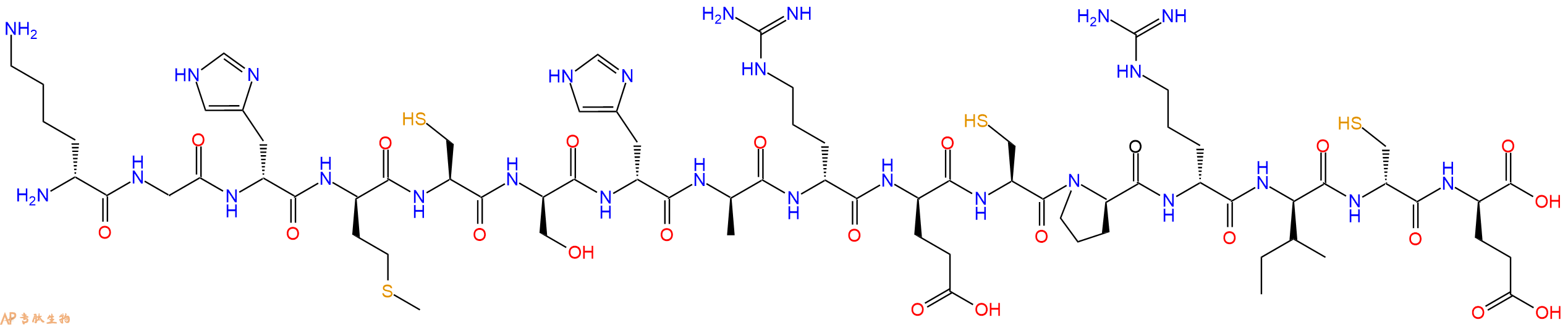 专肽生物产品H2N-DLys-Gly-DHis-DMet-Cys-DSer-DHis-DAla-DArg-DGlu-Cys-DPro-DArg-DIle-DCys-DGlu-OH
