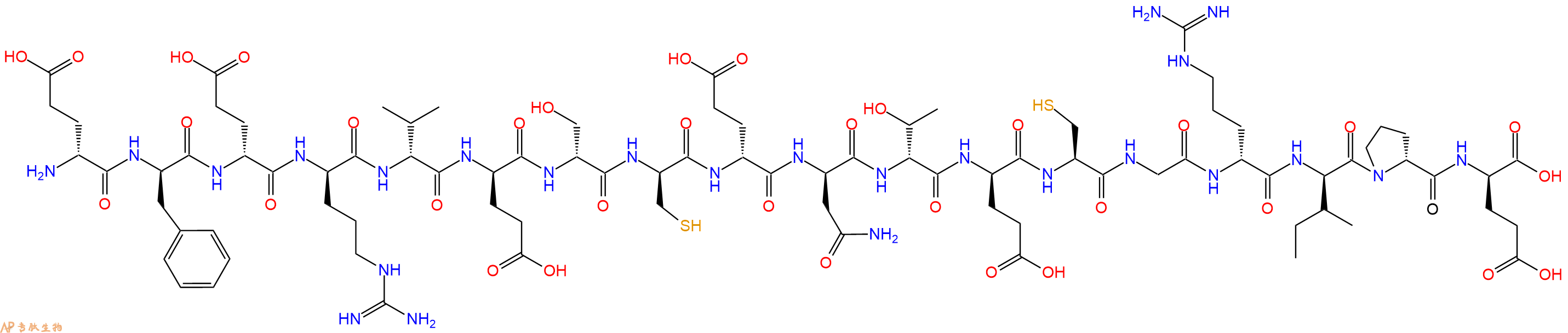 专肽生物产品H2N-DGlu-DPhe-DGlu-DArg-DVal-DGlu-DSer-DCys-DGlu-DAsn-DThr-DGlu-Cys-Gly-DArg-DIle-DPro-DGlu-OH