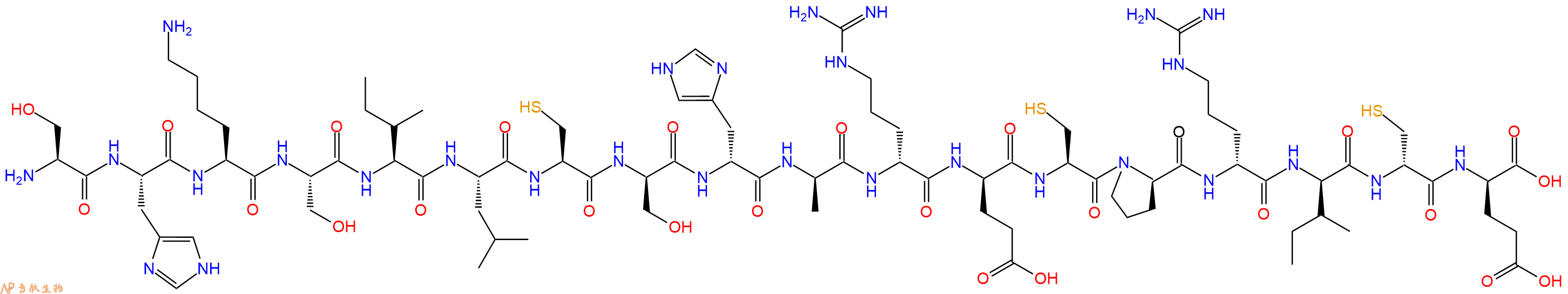 专肽生物产品H2N-Ser-His-Lys-Ser-Ile-Leu-Cys-DSer-DHis-DAla-DArg-DGlu-Cys-DPro-DArg-DIle-DCys-DGlu-OH