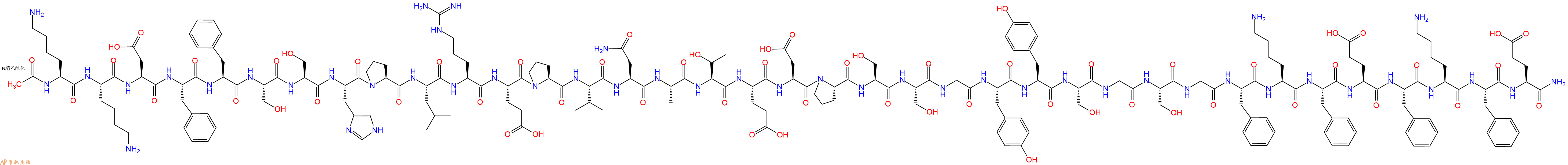 专肽生物产品Ac-Lys-Lys-Asp-Phe-Phe-Ser-Ser-His-Pro-Leu-Arg-Glu-Pro-Val-Asn-Ala-Thr-Glu-Asp-Pro-Ser-Ser-Gly-Tyr-Tyr-Ser-Gly-Ser-Gly-Phe-Lys-Phe-Glu-Phe-Lys-Phe-Glu-CONH2
