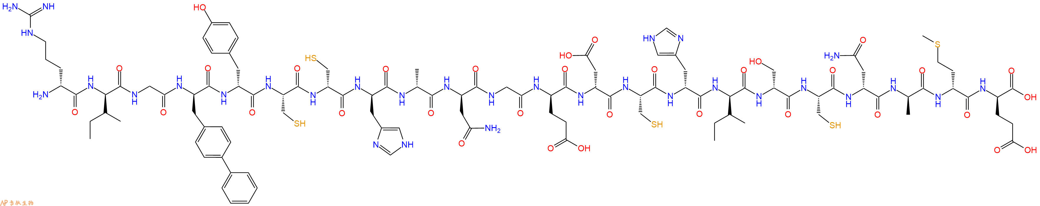 专肽生物产品H2N-DArg-DIle-Gly-DBip-DTyr-Cys-DCys-DHis-DAla-DAsn-Gly-DGlu-DAsp-Cys-DHis-DIle-DSer-Cys-DAsn-DAla-DMet-DGlu-OH