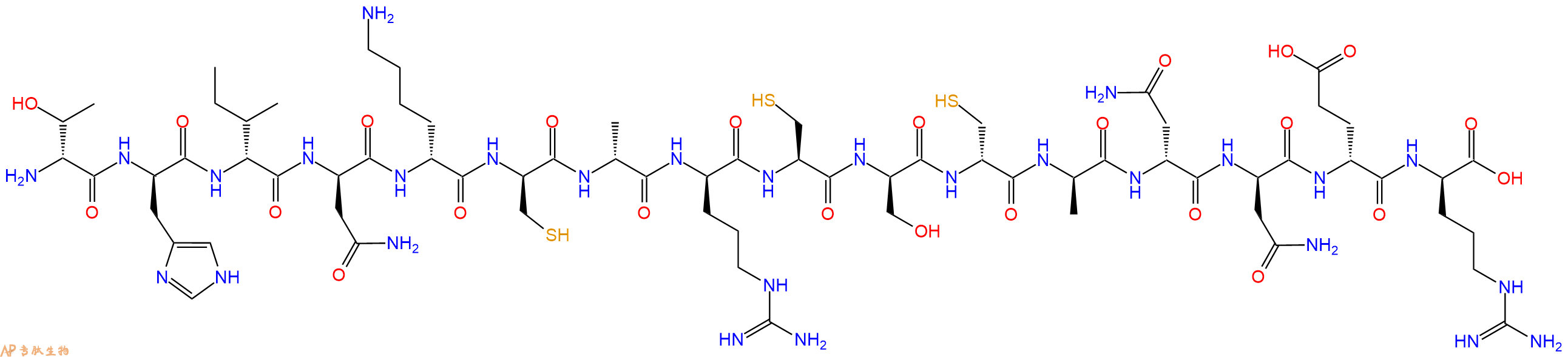 专肽生物产品H2N-DThr-DHis-DIle-DAsn-DLys-DCys-DAla-DArg-Cys-DSer-DCys-DAla-DAsn-DAsn-DGlu-DArg-OH