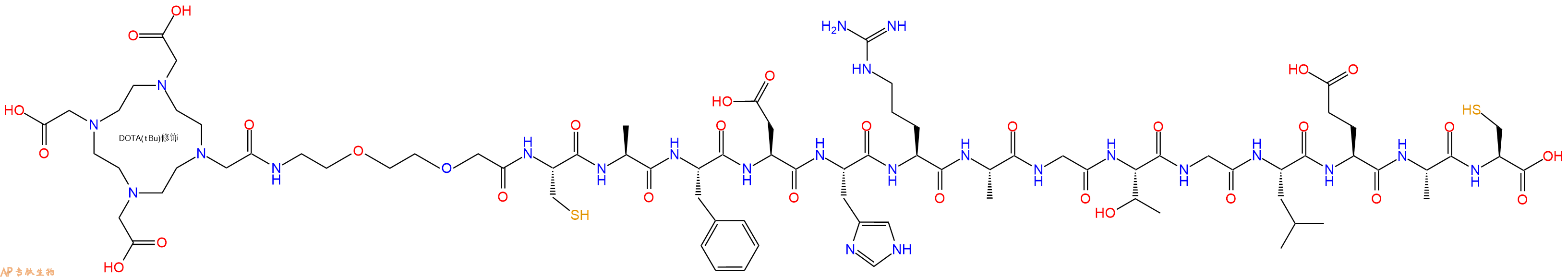 专肽生物产品DOTA-PEG2-Cys-Ala-Phe-Asp-His-Arg-Ala-Gly-Thr-Gly-Leu-Glu-Ala-Cys