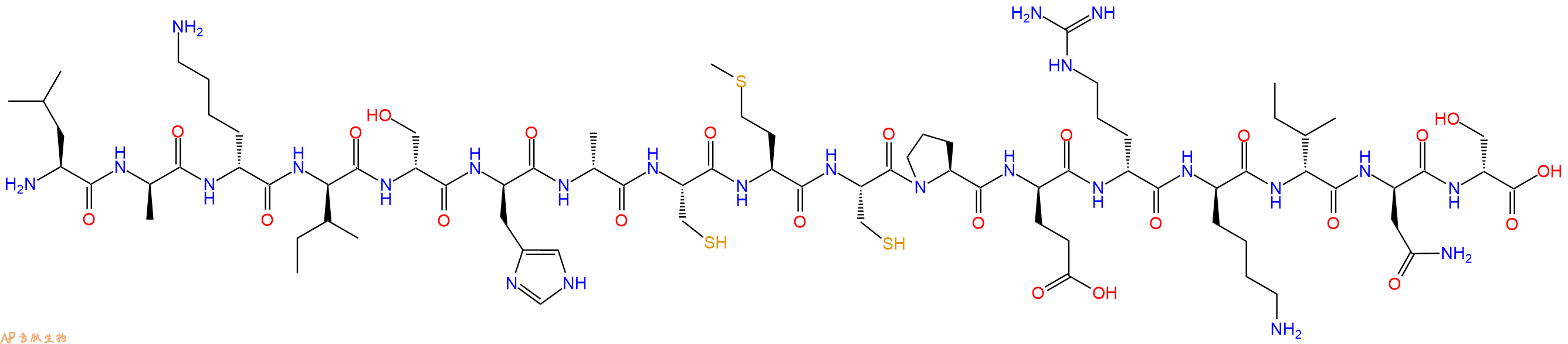 专肽生物产品H2N-Leu-DAla-DLys-DIle-DSer-DHis-DAla-Cys-Met-Cys-Pro-DGlu-DArg-DLys-DIle-DAsn-DSer-OH