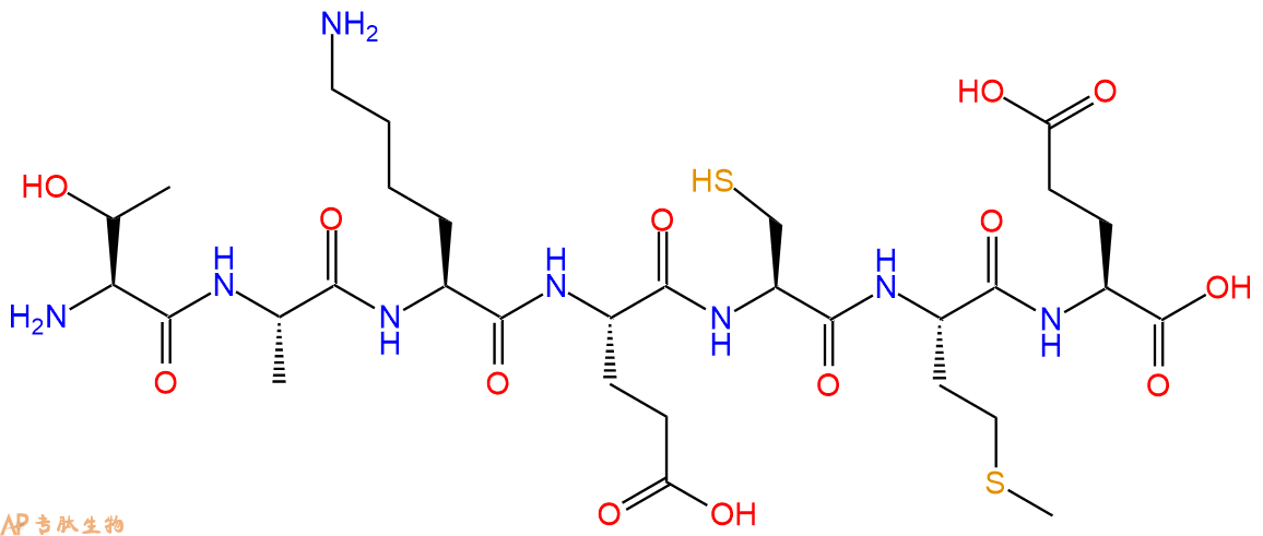 专肽生物产品H2N-Thr-Ala-Lys-Glu-Cys-Met-Glu-OH