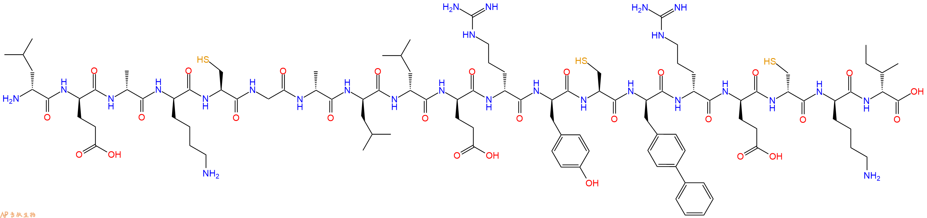 专肽生物产品H2N-DLeu-DGlu-DAla-DLys-Cys-Gly-DAla-DLeu-DLeu-DGlu-DArg-DTyr-Cys-DBip-DArg-DGlu-DCys-DLys-DIle-OH