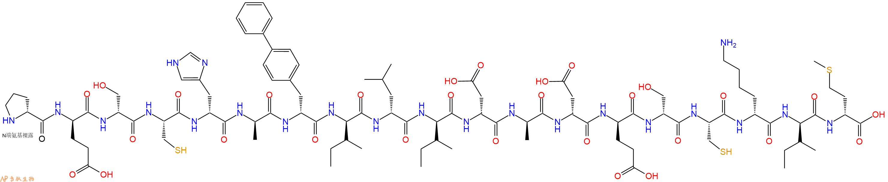 专肽生物产品H2N-DPro-DGlu-DSer-Cys-DHis-DAla-DBip-DIle-DLeu-DIle-DAsp-DAla-DAsp-DGlu-DSer-Cys-DLys-DIle-DMet-OH