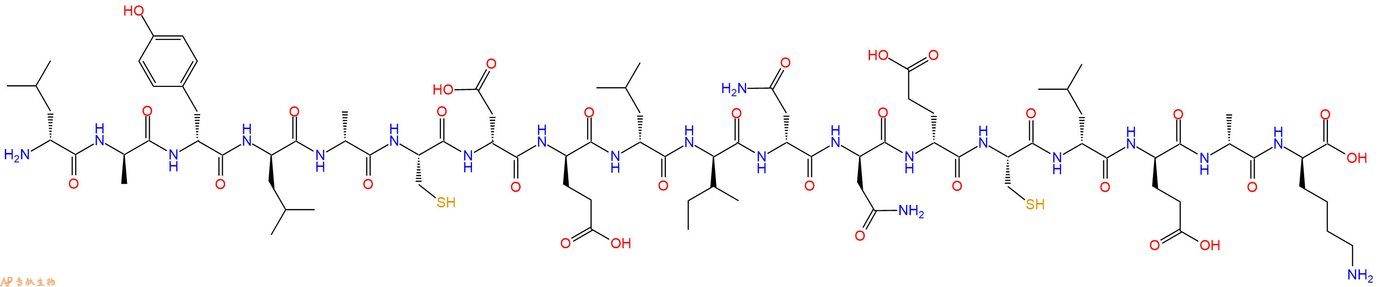专肽生物产品H2N-DLeu-DAla-DTyr-DLeu-DAla-Cys-DAsp-DGlu-DLeu-DIle-DAsn-DAsn-DGlu-Cys-DLeu-DGlu-DAla-DLys-OH