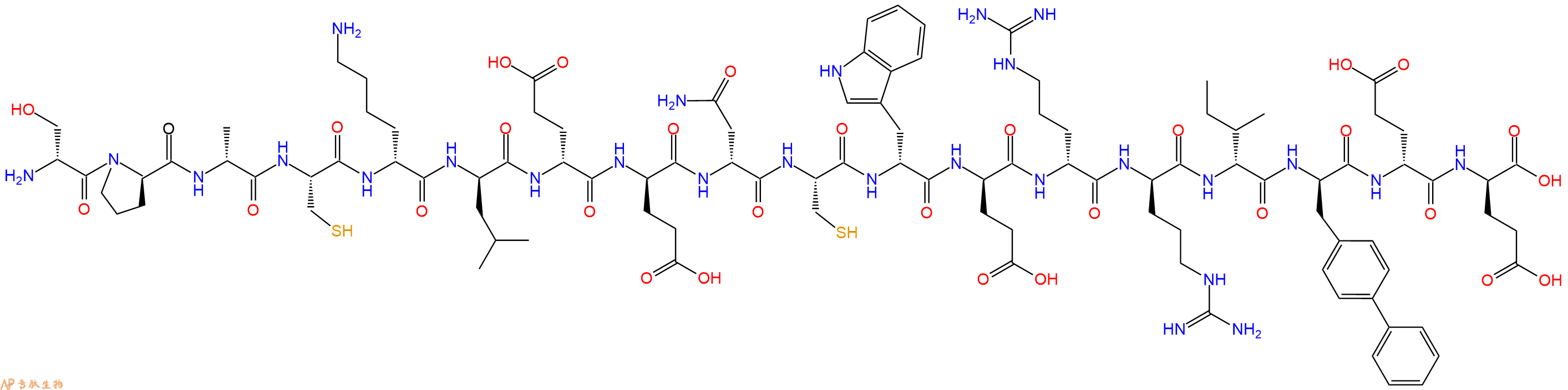 专肽生物产品H2N-DSer-DPro-DAla-Cys-DLys-DLeu-DGlu-DGlu-DAsn-Cys-DTrp-DGlu-DArg-DArg-DIle-DBip-DGlu-DGlu-OH