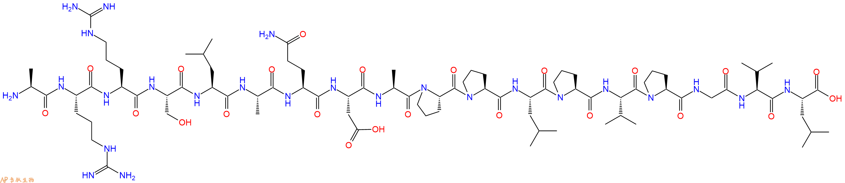 专肽生物产品H2N-Ala-Arg-Arg-Ser-Leu-Ala-Gln-Asp-Ala-Pro-Pro-Leu-Pro-Val-Pro-Gly-Val-Leu-OH