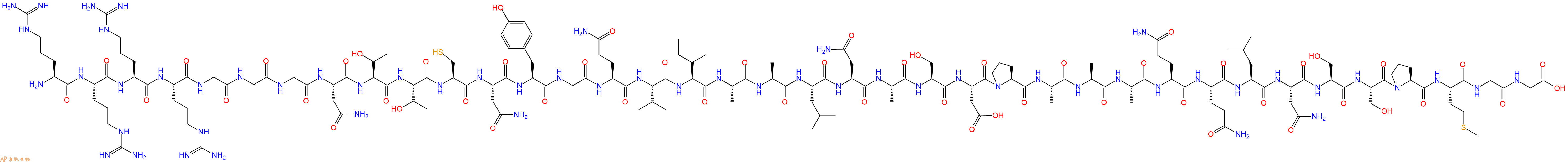 专肽生物产品H2N-Arg-Arg-Arg-Arg-Gly-Gly-Gly-Asn-Thr-Thr-Cys-Asn-Tyr-Gly-Gln-Val-Ile-Ala-Ala-Leu-Asn-Ala-Ser-Asp-Pro-Ala-Ala-Ala-Gln-Gln-Leu-Asn-Ser-Ser-Pro-Met-Gly-Gly-OH