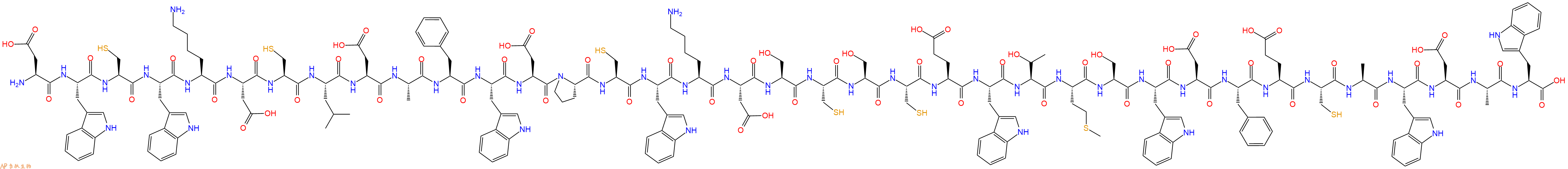 专肽生物产品H2N-Asp-Trp-Cys-Trp-Lys-Asp-Cys-Leu-Asp-Ala-Phe-Trp-Asp-Pro-Cys-Trp-Lys-Asp-Ser-Cys-Ser-Cys-Glu-Trp-Thr-Met-Ser-Trp-Asp-Phe-Glu-Cys-Ala-Trp-Asp-Ala-Trp-OH