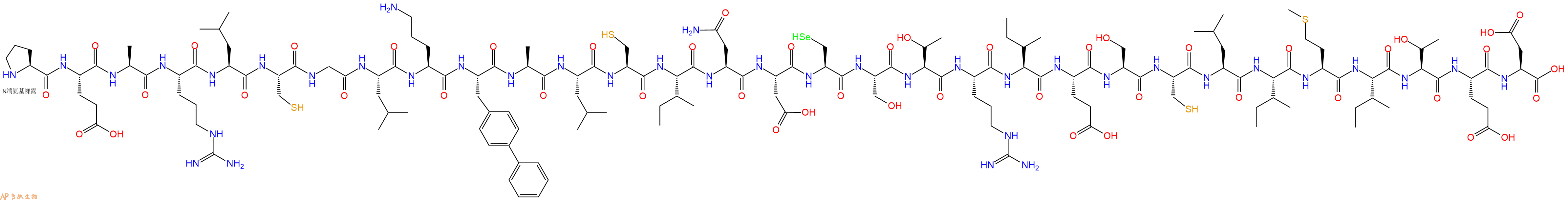 专肽生物产品H2N-Pro-Glu-Ala-Arg-Leu-Cys-Gly-Leu-Orn-Bip-Ala-Leu-Cys-Ile-Asn-Asp-Sec-Ser-Thr-Arg-Ile-Glu-Ser-Cys-Leu-Ile-Met-Ile-Thr-Glu-Asp-OH
