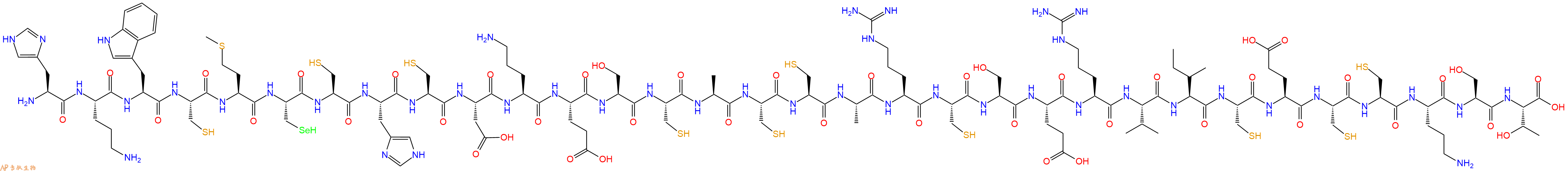 专肽生物产品H2N-His-Orn-Trp-Cys-Met-Sec-Cys-His-Cys-Asp-Orn-Glu-Ser-Cys-Ala-Cys-Cys-Ala-Arg-Cys-Ser-Glu-Arg-Val-Ile-Cys-Glu-Cys-Cys-Orn-Ser-Thr-OH