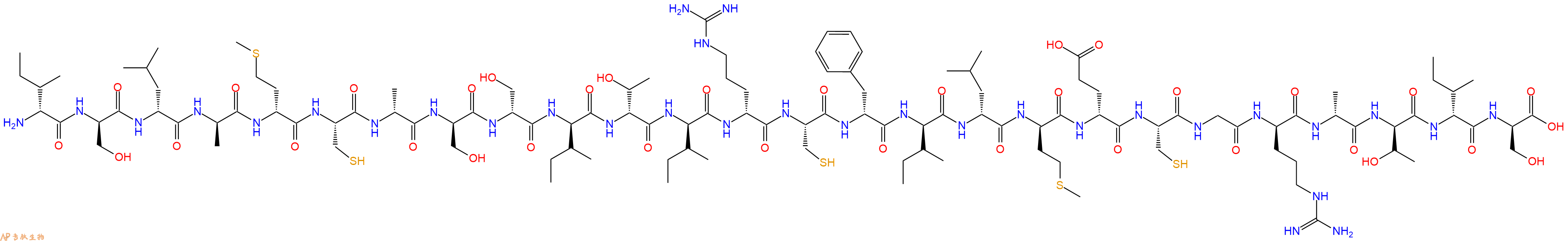 专肽生物产品H2N-DIle-DSer-DLeu-DAla-DMet-Cys-DAla-DSer-DSer-DIle-DThr-DIle-DArg-Cys-DPhe-DIle-DLeu-DMet-DGlu-Cys-Gly-DArg-DAla-DThr-DIle-DSer-OH