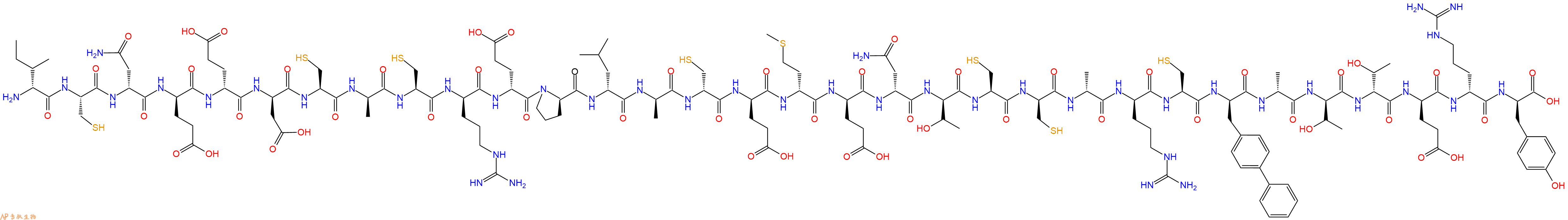专肽生物产品H2N-DIle-Cys-DAsn-DGlu-DGlu-DAsp-Cys-DAla-Cys-DArg-DGlu-DPro-DLeu-DAla-DCys-DGlu-DMet-DGlu-DAsn-DThr-Cys-DCys-DAla-DArg-Cys-DBip-DAla-DThr-DThr-DGlu-DArg-DTyr-OH