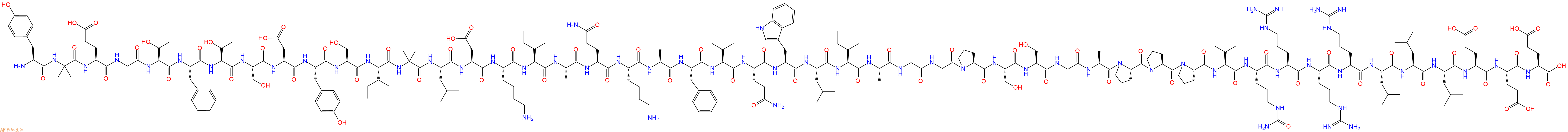 专肽生物产品H2N-Tyr-Aib-Glu-Gly-Thr-Phe-Thr-Ser-Asp-Tyr-Ser-Ile-Aib-Leu-Asp-Lys-Ile-Ala-Gln-Lys-Ala-Phe-Val-Gln-Trp-Leu-Ile-Ala-Gly-Gly-Pro-Ser-Ser-Gly-Ala-Pro-Pro-Pro-Val-Cit-Arg-Arg-Arg-Leu-Leu-Leu-Glu-Glu-Glu-OH