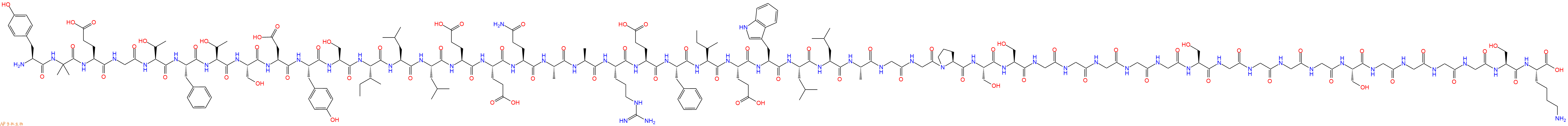 专肽生物产品H2N-Tyr-Aib-Glu-Gly-Thr-Phe-Thr-Ser-Asp-Tyr-Ser-Ile-Leu-Leu-Glu-Glu-Gln-Ala-Ala-Arg-Glu-Phe-Ile-Glu-Trp-Leu-Leu-Ala-Gly-Gly-Pro-Ser-Ser-Gly-Gly-Gly-Gly-Gly-Ser-Gly-Gly-Gly-Gly-Ser-Gly-Gly-Gly-Gly-Ser-Lys-OH
