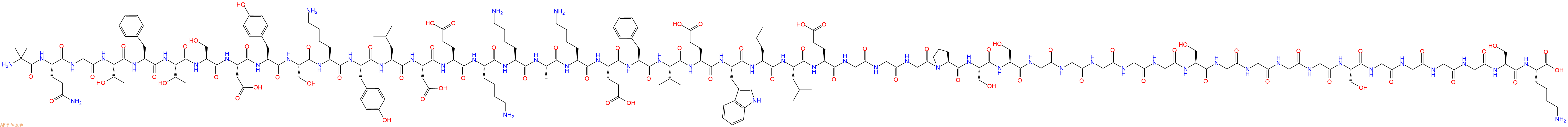 专肽生物产品H2N-Aib-Gln-Gly-Thr-Phe-Thr-Ser-Asp-Tyr-Ser-Lys-Tyr-Leu-Asp-Glu-Lys-Lys-Ala-Lys-Glu-Phe-Val-Glu-Trp-Leu-Leu-Glu-Gly-Gly-Gly-Pro-Ser-Ser-Gly-Gly-Gly-Gly-Gly-Ser-Gly-Gly-Gly-Gly-Ser-Gly-Gly-Gly-Gly-Ser-Lys-OH