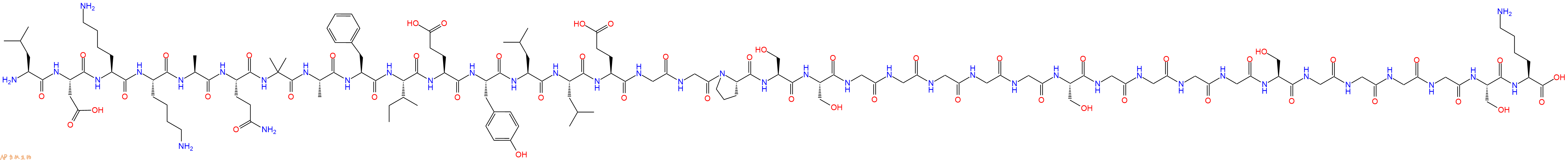 专肽生物产品H2N-Leu-Asp-Lys-Lys-Ala-Gln-Aib-Ala-Phe-Ile-Glu-Tyr-Leu-Leu-Glu-Gly-Gly-Pro-Ser-Ser-Gly-Gly-Gly-Gly-Gly-Ser-Gly-Gly-Gly-Gly-Ser-Gly-Gly-Gly-Gly-Ser-Lys-OH