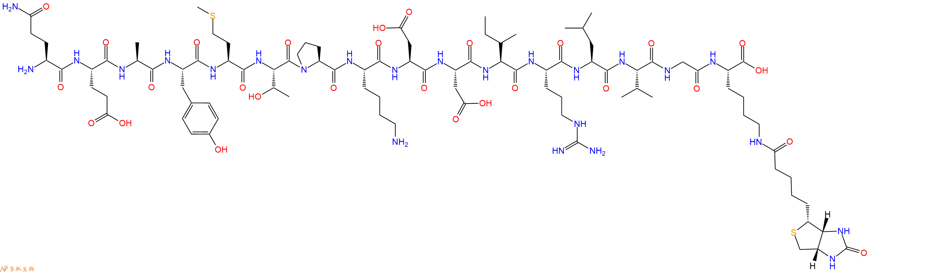 专肽生物产品H2N-Gln-Glu-Ala-Tyr-Met-Thr-Pro-Lys-Asp-Asp-Ile-Arg-Leu-Val-Gly-Lys(Biotin)-OH
