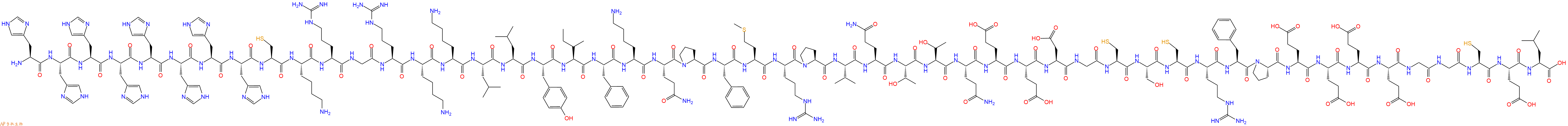 专肽生物产品H2N-His-His-His-His-His-His-His-His-Cys-Lys-Arg-Gly-Arg-Lys-Lys-Leu-Leu-Tyr-Ile-Phe-Lys-Gln-Pro-Phe-Met-Arg-Pro-Val-Gln-Thr-Thr-Gln-Glu-Glu-Asp-Gly-Cys-Ser-Cys-Arg-Phe-Pro-Glu-Glu-Glu-Glu-Gly-Gly-Cys-Glu-Leu-OH