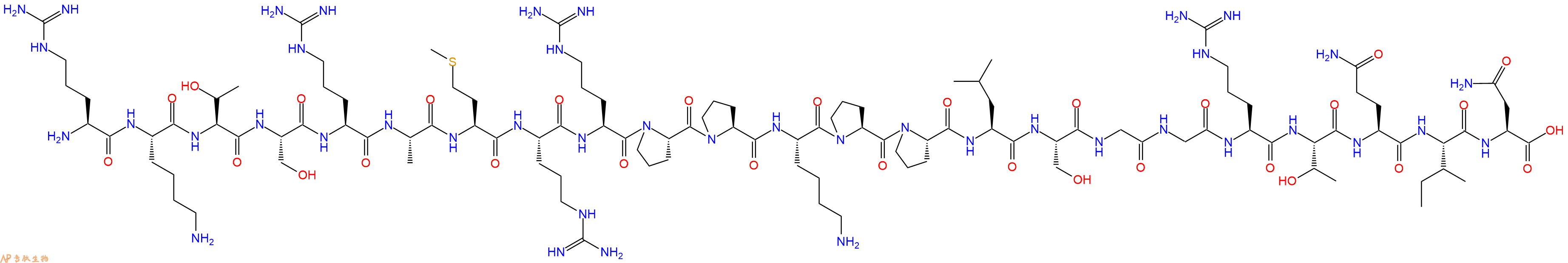 专肽生物产品H2N-Arg-Lys-Thr-Ser-Arg-Ala-Met-Arg-Arg-Pro-Pro-Lys-Pro-Pro-Leu-Ser-Gly-Gly-Arg-Thr-Gln-Ile-Asn-OH
