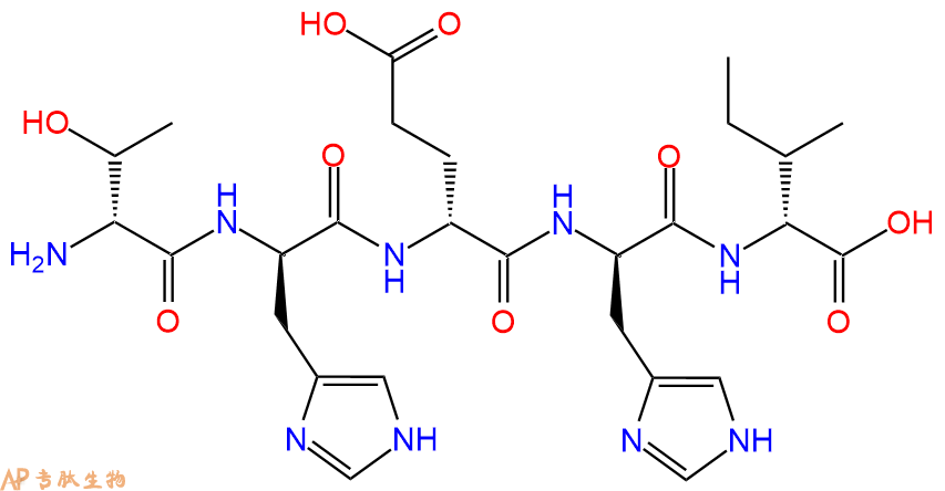 专肽生物产品H2N-DThr-DHis-DGlu-DHis-DIle-OH