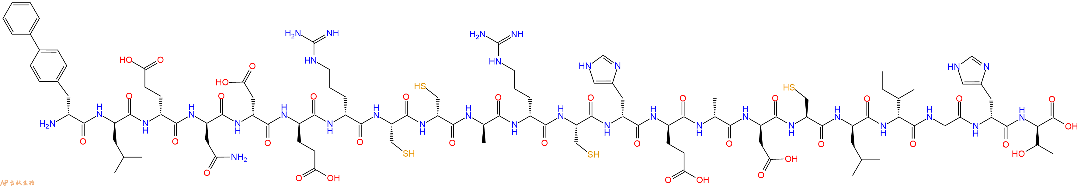 专肽生物产品H2N-DBip-DLeu-DGlu-DAsn-DAsp-DGlu-DArg-Cys-DCys-DAla-DArg-Cys-DHis-DGlu-DAla-DAsp-Cys-DLeu-DIle-Gly-DHis-DThr-OH