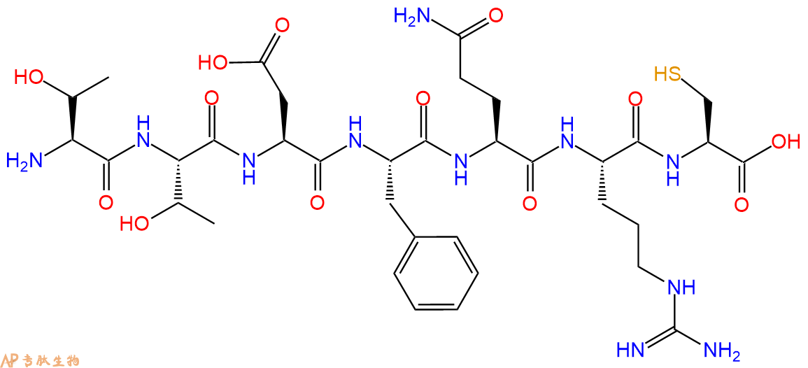专肽生物产品H2N-Thr-Thr-Asp-Phe-Gln-Arg-Cys-OH