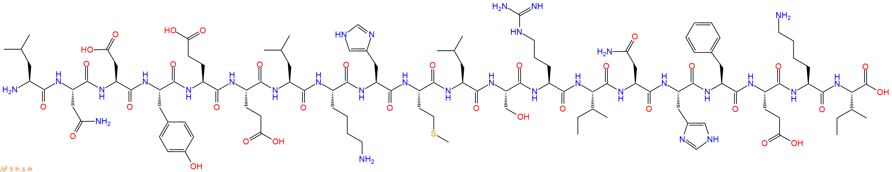 专肽生物产品H2N-Leu-Asn-Asp-Tyr-Glu-Glu-Leu-Lys-His-Met-Leu-Ser-Arg-Ile-Asn-His-Phe-Glu-Lys-Ile-OH