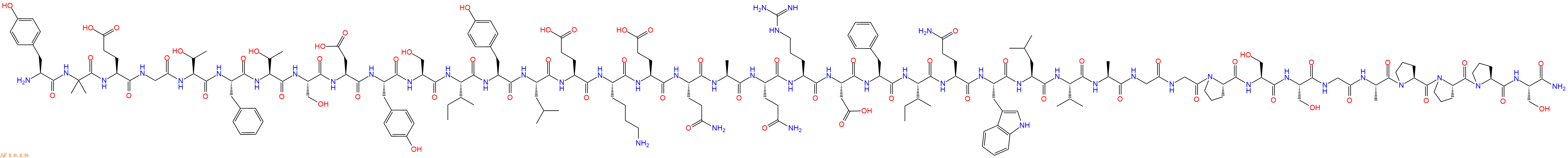 专肽生物产品H2N-Tyr-Aib-Glu-Gly-Thr-Phe-Thr-Ser-Asp-Tyr-Ser-Ile-Tyr-Leu-Glu-Lys-Glu-Gln-Ala-Gln-Arg-Asp-Phe-Ile-Gln-Trp-Leu-Val-Ala-Gly-Gly-Pro-Ser-Ser-Gly-Ala-Pro-Pro-Pro-Ser-CONH2
