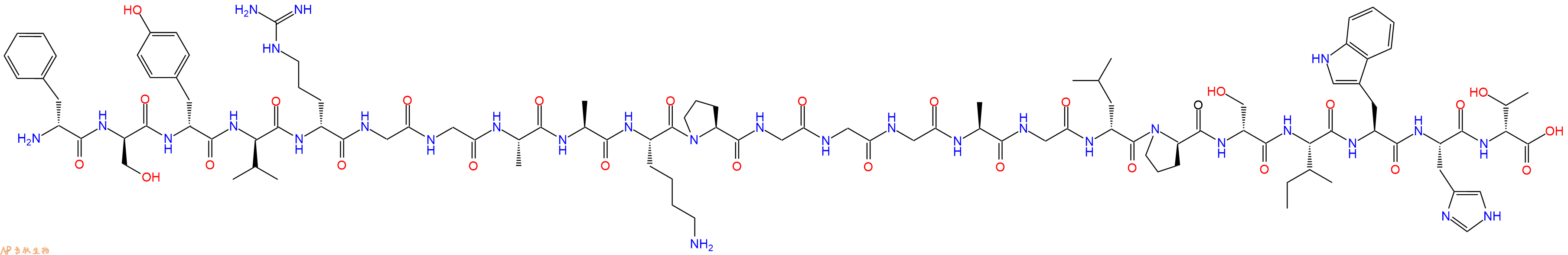 专肽生物产品H2N-DPhe-DSer-DTyr-DVal-DArg-Gly-Gly-Ala-Ala-Lys-Pro-Gly-Gly-Gly-Ala-Gly-DLeu-DPro-DSer-Ile-Trp-His-DThr-OH