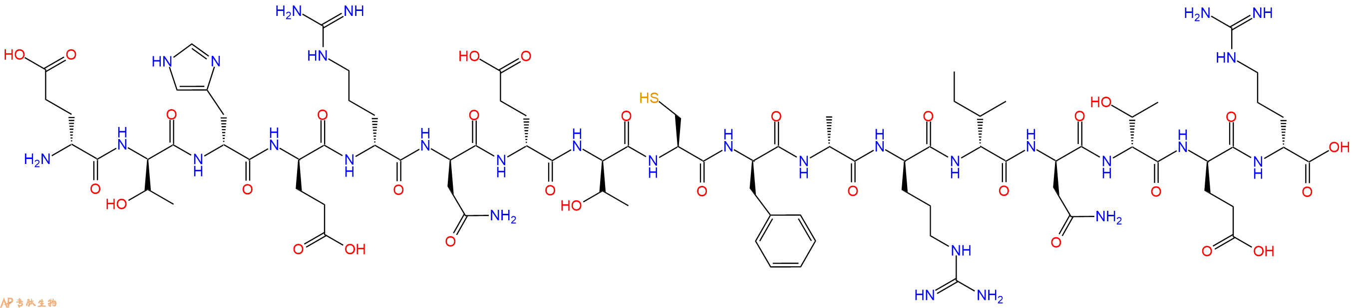 专肽生物产品H2N-DGlu-DThr-DHis-DGlu-DArg-DAsn-DGlu-DThr-Cys-DPhe-DAla-DArg-DIle-DAsn-DThr-DGlu-DArg-OH