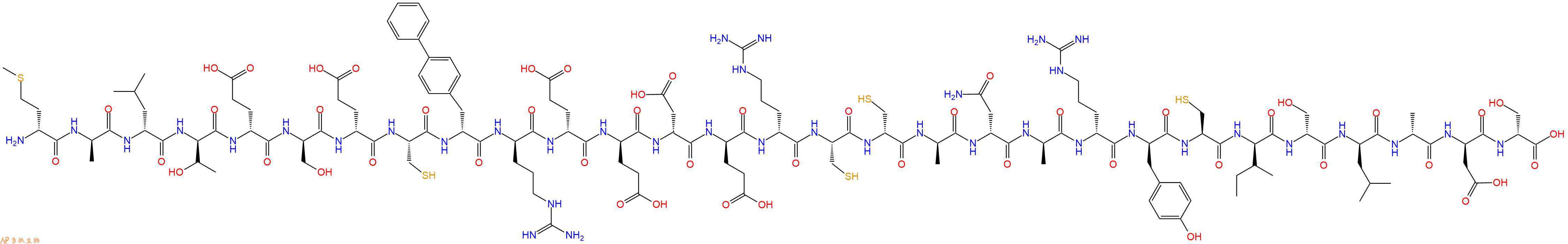 专肽生物产品H2N-DMet-DAla-DLeu-DThr-DGlu-DSer-DGlu-Cys-DBip-DArg-DGlu-DGlu-DAsp-DGlu-DArg-Cys-DCys-DAla-DAsn-DAla-DArg-DTyr-Cys-DIle-DSer-DLeu-DAla-DAsp-DSer-OH