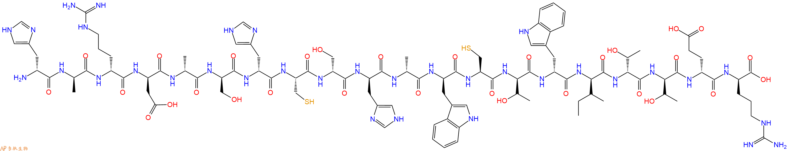 专肽生物产品H2N-DHis-DAla-DArg-DAsp-DAla-DSer-DHis-Cys-DSer-DHis-DAla-DTrp-Cys-DThr-DTrp-DIle-DThr-DThr-DGlu-DArg-OH