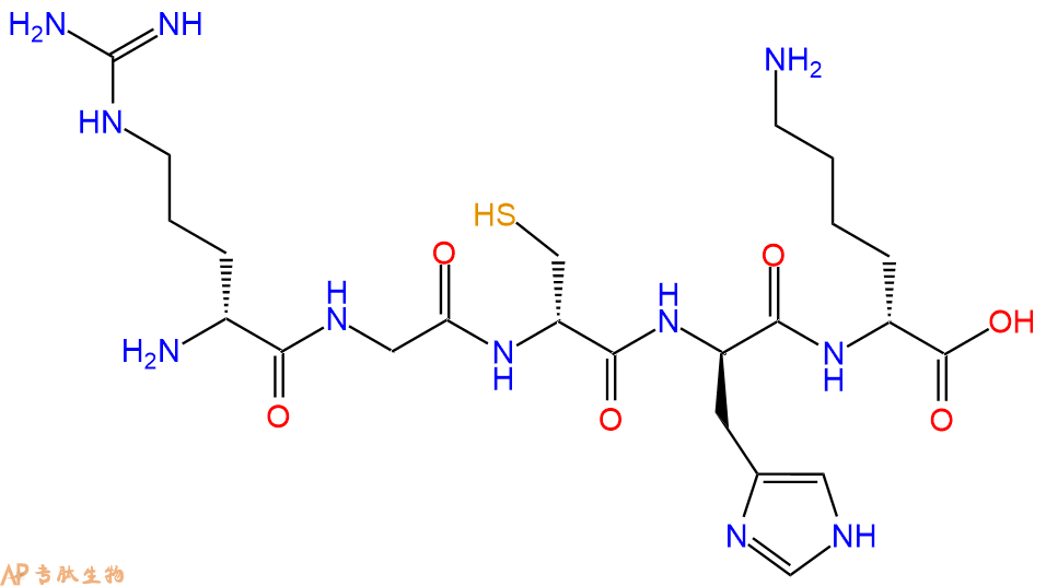 专肽生物产品H2N-DArg-Gly-DCys-DHis-DLys-OH