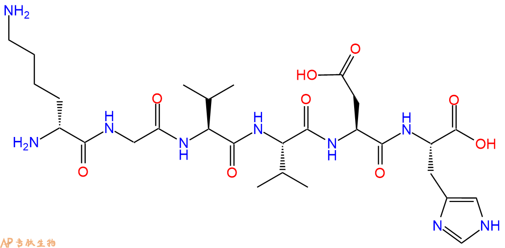 专肽生物产品H2N-DLys-Gly-Val-Val-Asp-His-OH